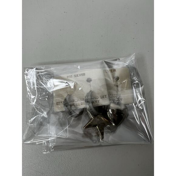 935 Sterling Silver Marcasite Made In Germany Earrings Set Of 2 - Picture 8 of 8